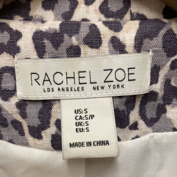 Rachel Zoe Linen Blend Leopard Print Blazer Small - Picture 2 of 5